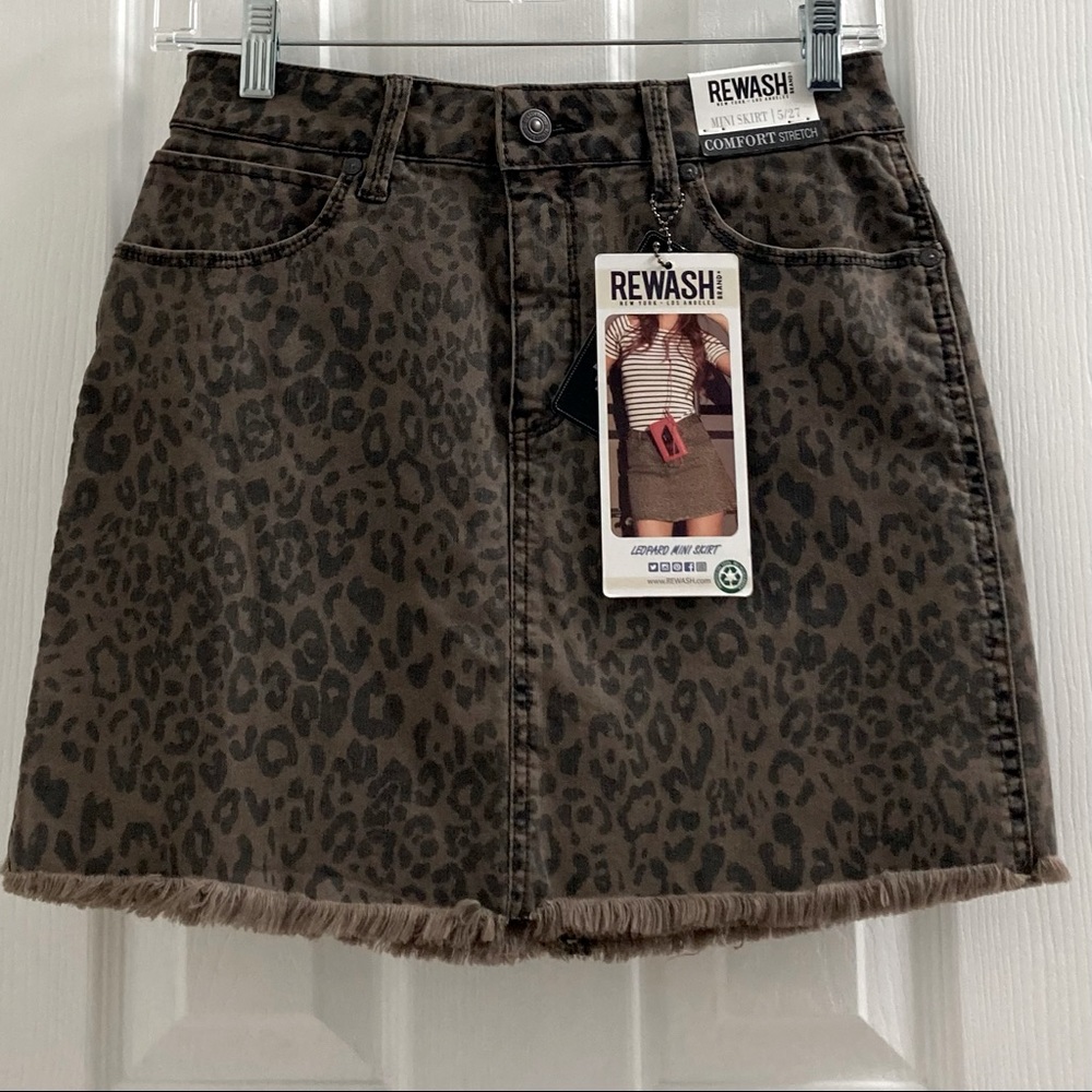NWT Leopard denim mini skirt